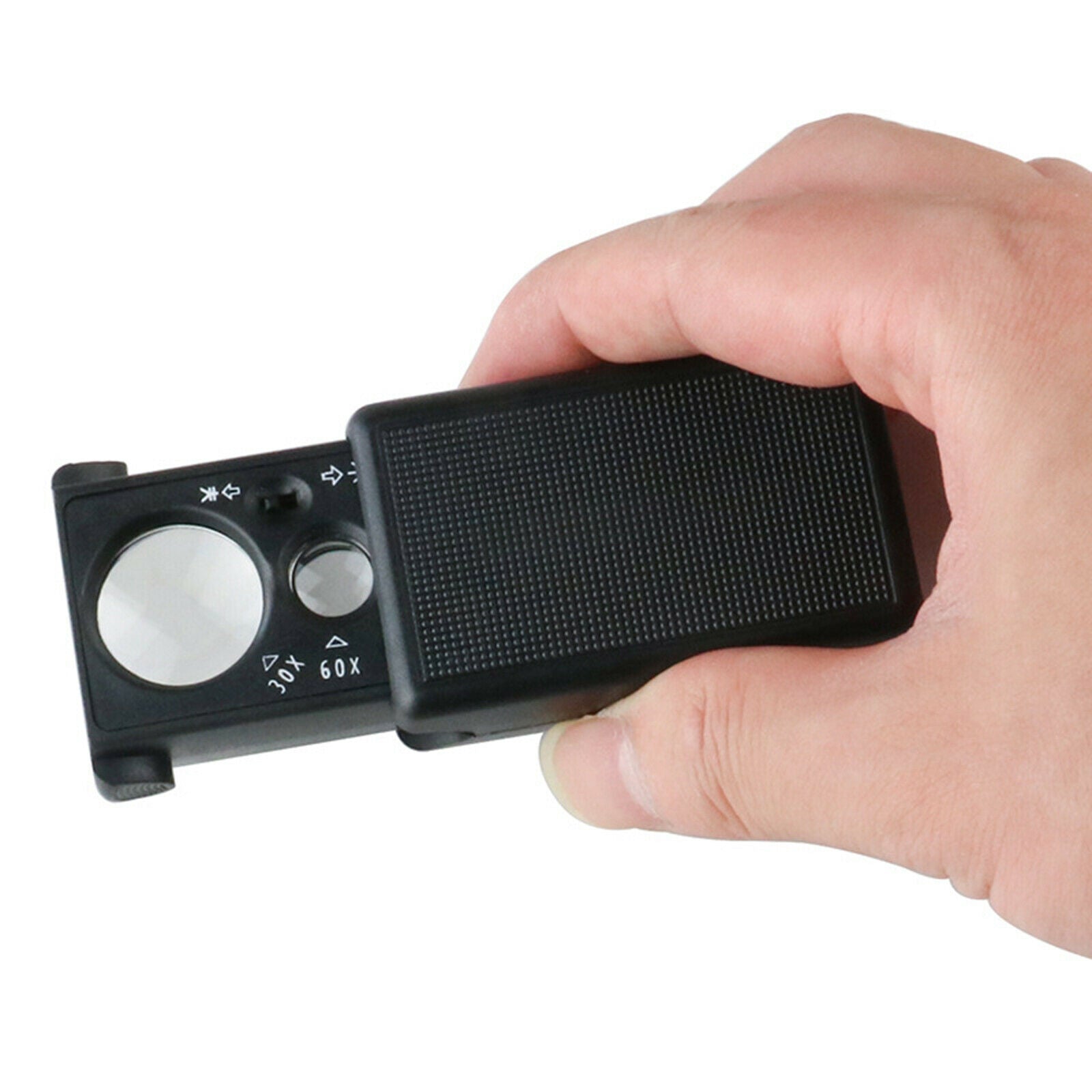 LED Slide Out Jewelers Loupe 30X 60X Illuminated Multi-Power Magnifier
