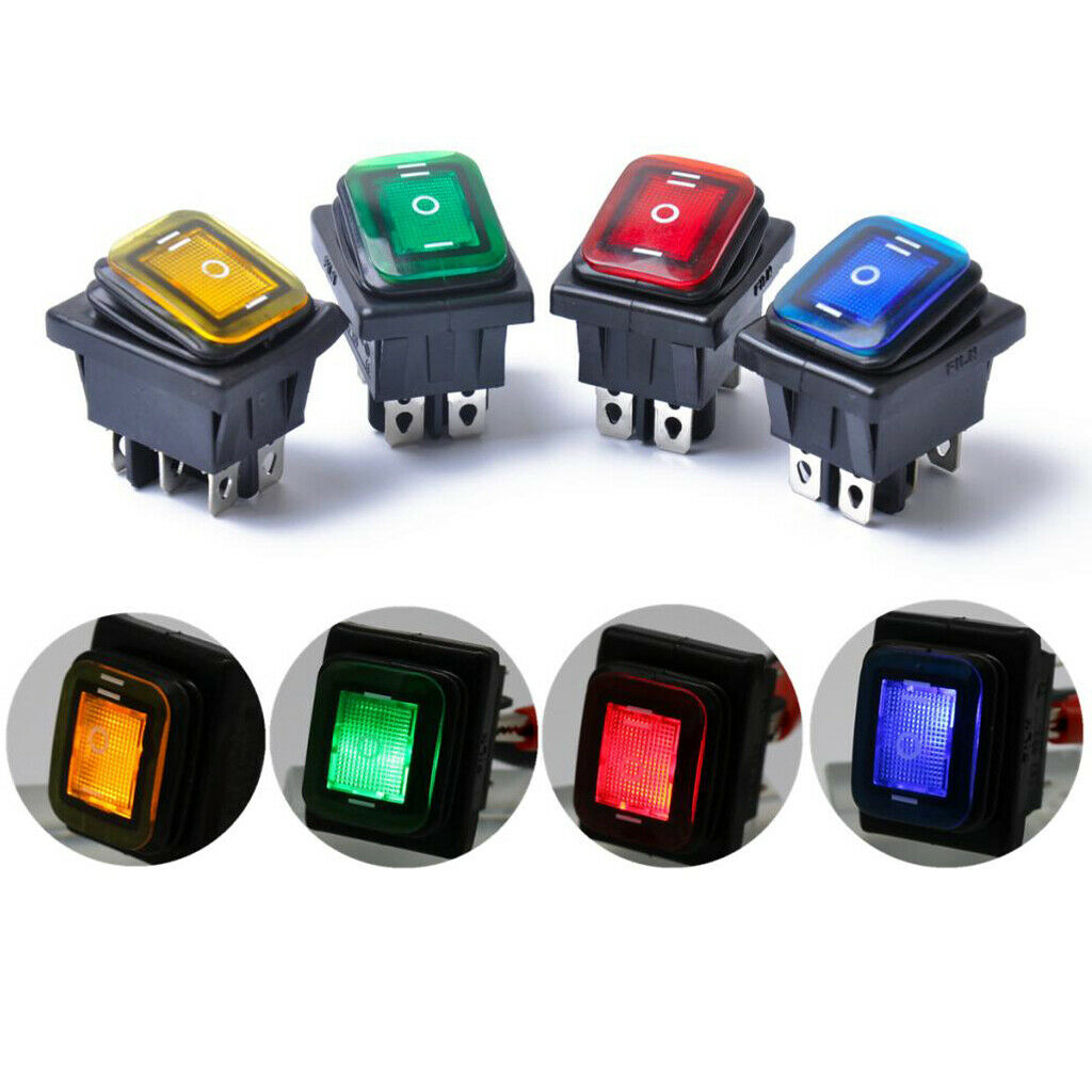 4pcs 6 Pin Rocker Push Button Switch for Lights Automotive Boat RV