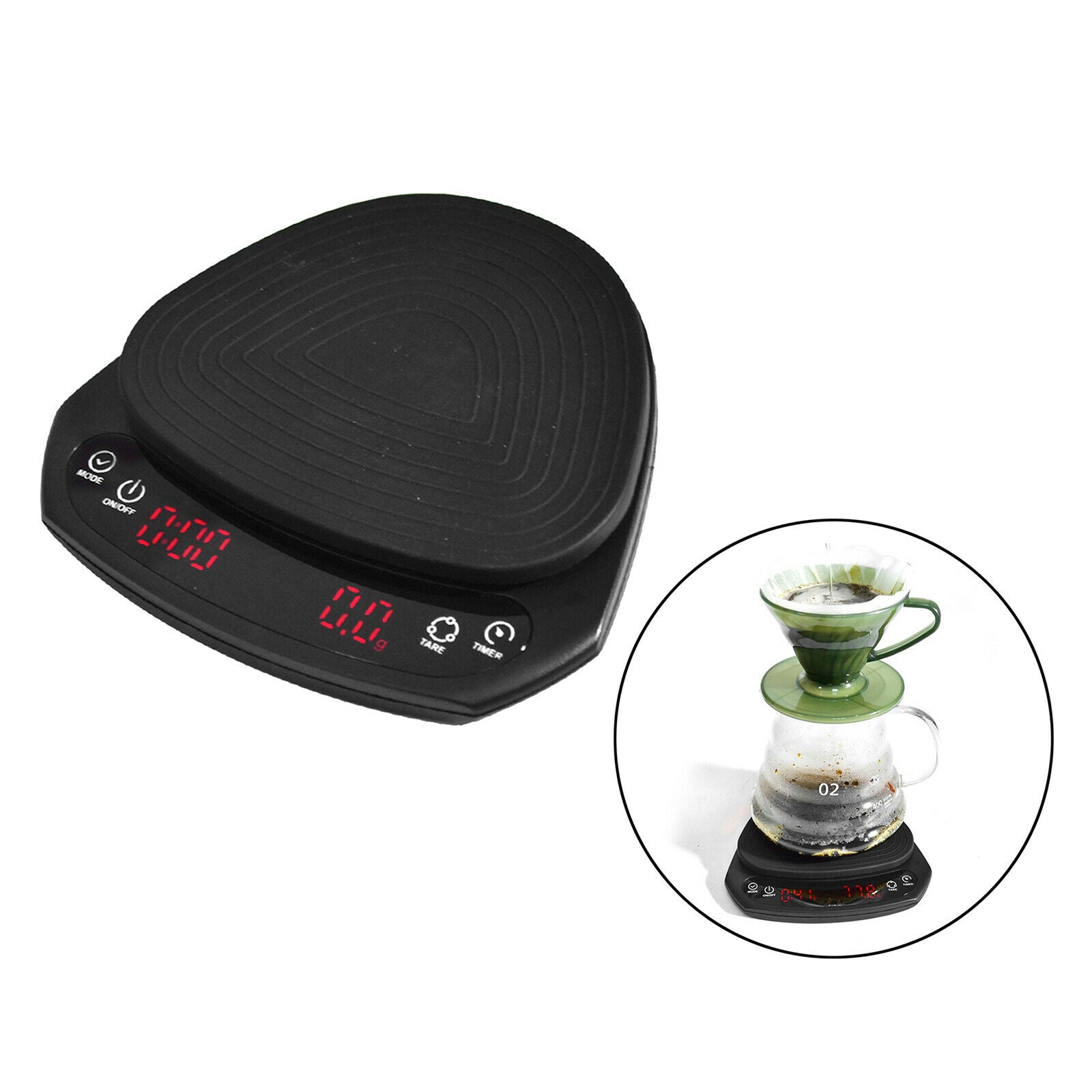 Electronic Digital Kitchen Scale Drip Coffee with Timer Household Use Black