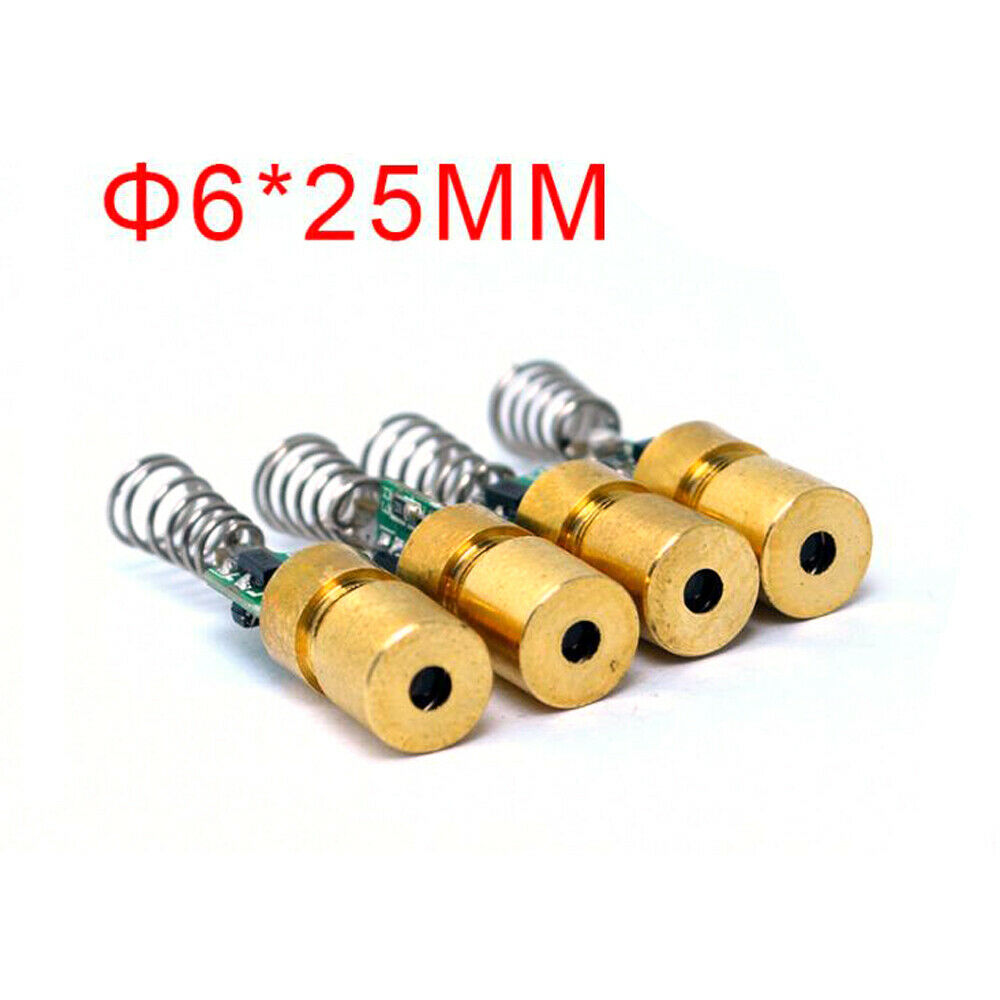 100pcs 650nm 5mW Red Mini Spring Dot Diode Module Head 6x25mm DC2.7-5V DIY