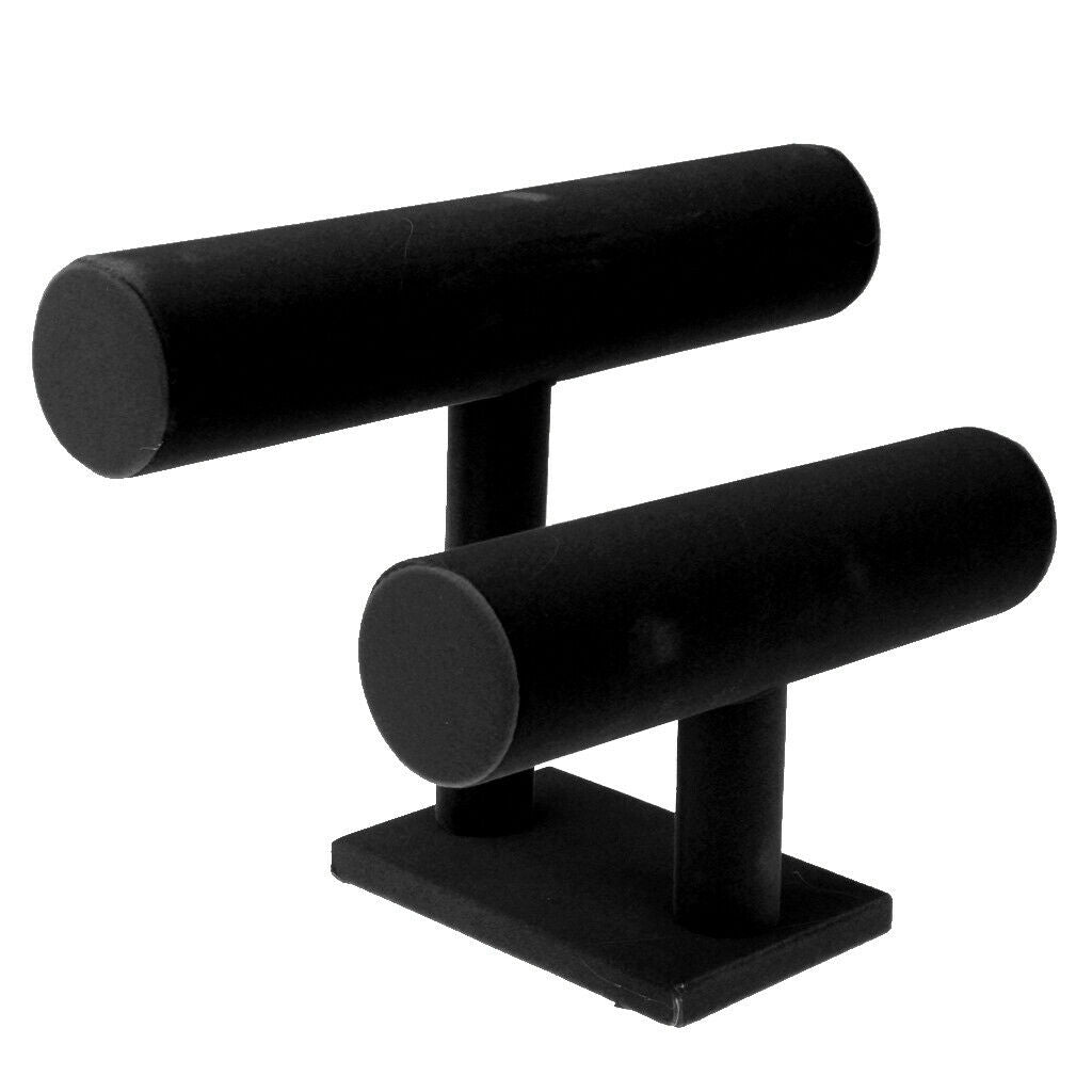 2Pcs 2-Tier Jewelry Hard Display Stand Holder Bracelet Chain Watch T-bar Hot