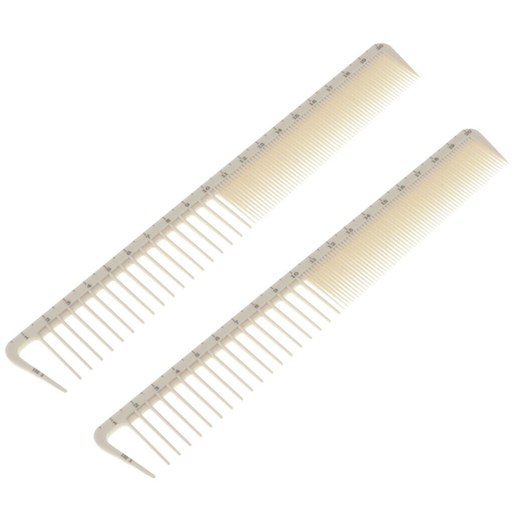 2x Portable Anti-Static Hair Cutting Comb Salon Hair Styling Measuring Comb