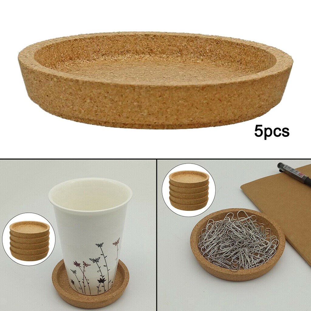 5pcs 10.3cm Natural Cork Coasters Heat Resistant Absorbent Coffee Cup Mat