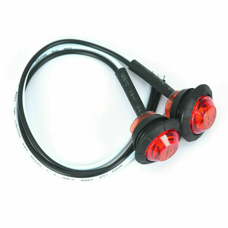 30X 3/4" Marker Lights LED Truck Trailer Round Side Bullet Light Amber/Red/White
