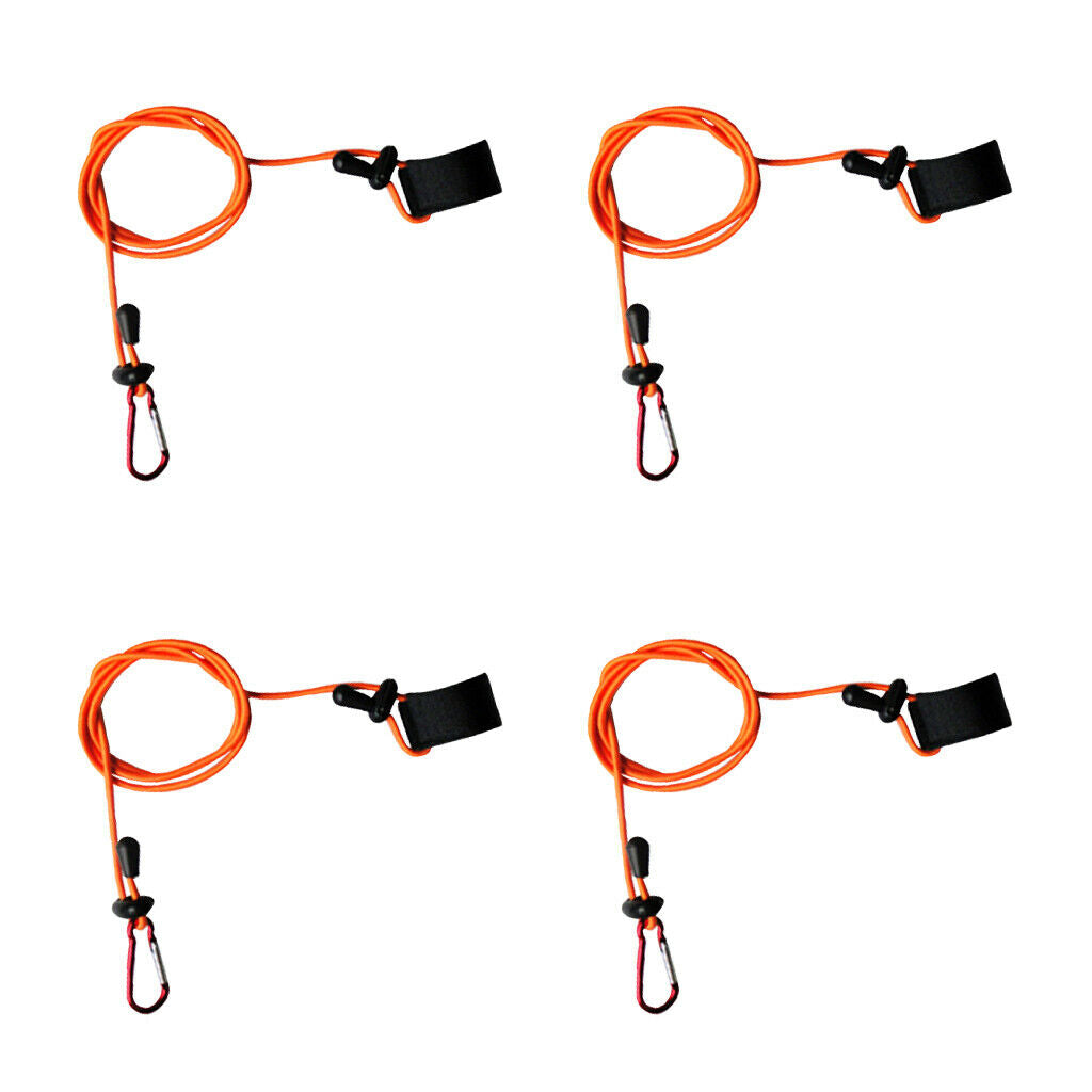 2X 4 Pieces Kayak Paddle Leash Fishing Rod Holder Safety Lanyard Tether Orange