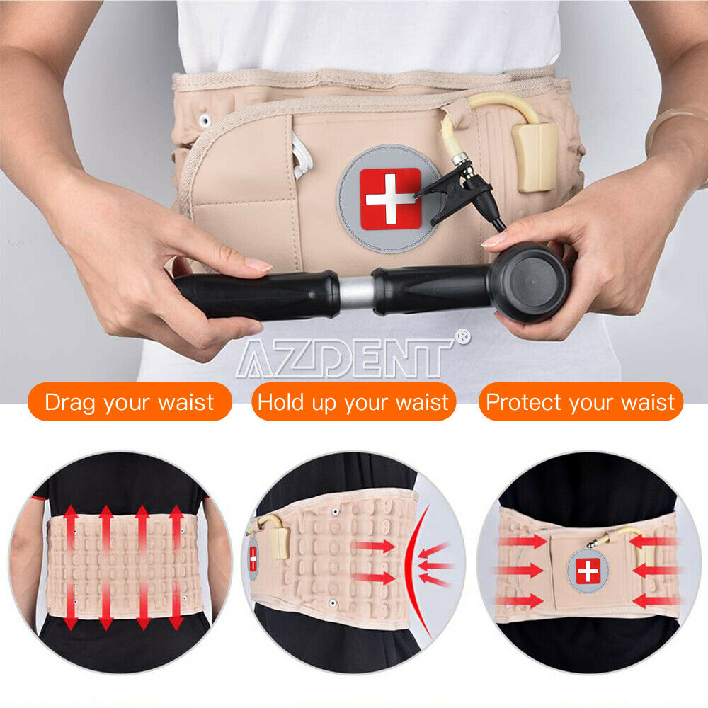Lumbar Traction Belt Decompression Belt Back Brace Lumbar Support Beige