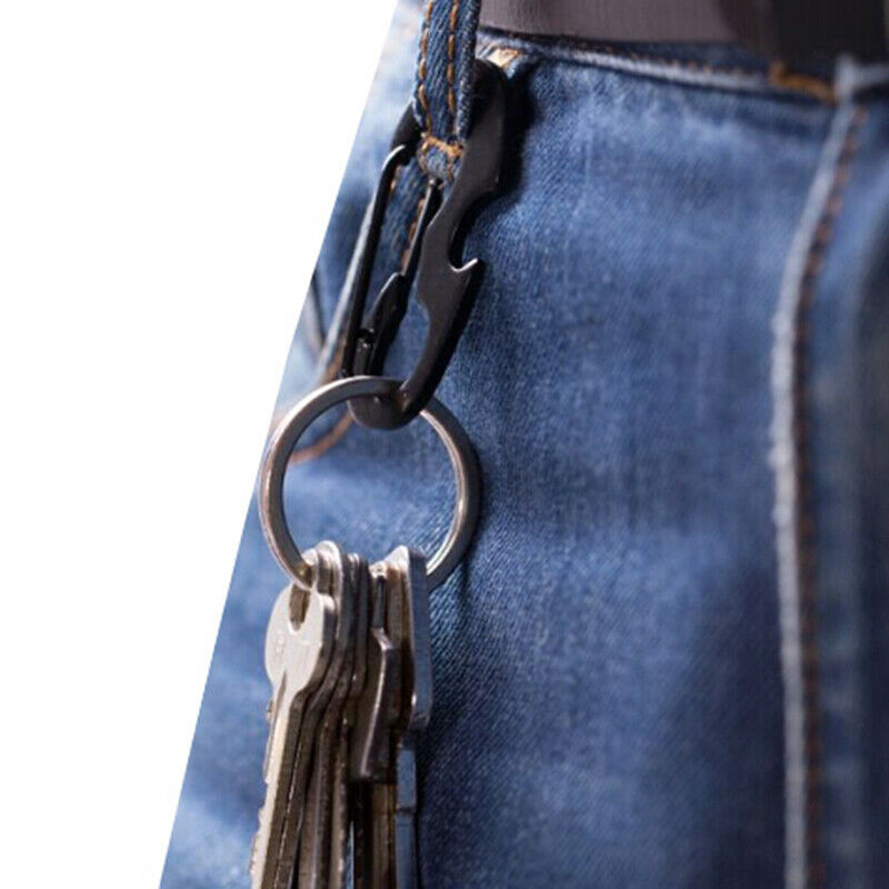 1pc Bottle Opener Keychain Ring D Shape Buckle Clip Outdoor Camping Carab.l8