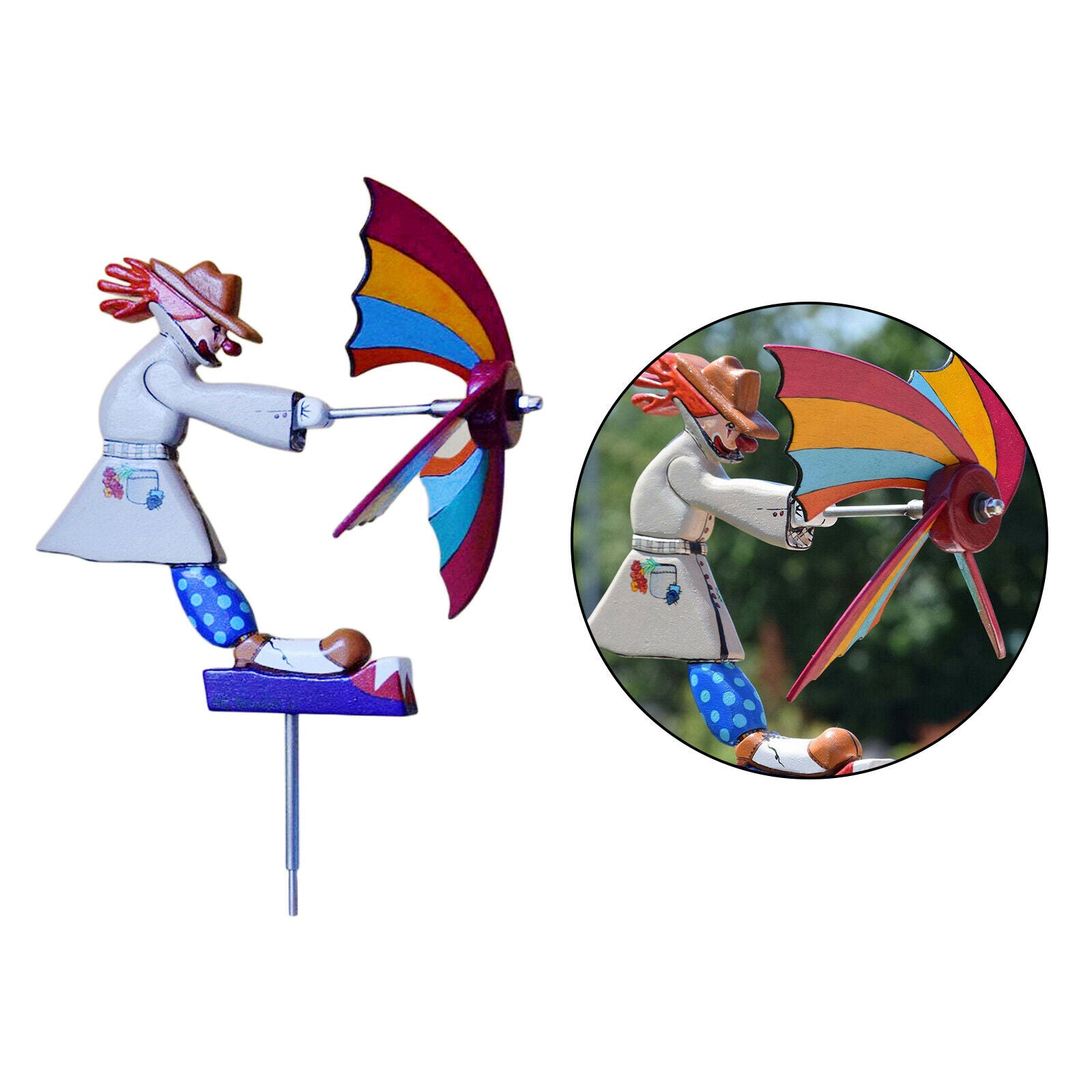 Whirligig Asuka Clown Windmill Clown Spinner Outdoor Garden Yard Decor