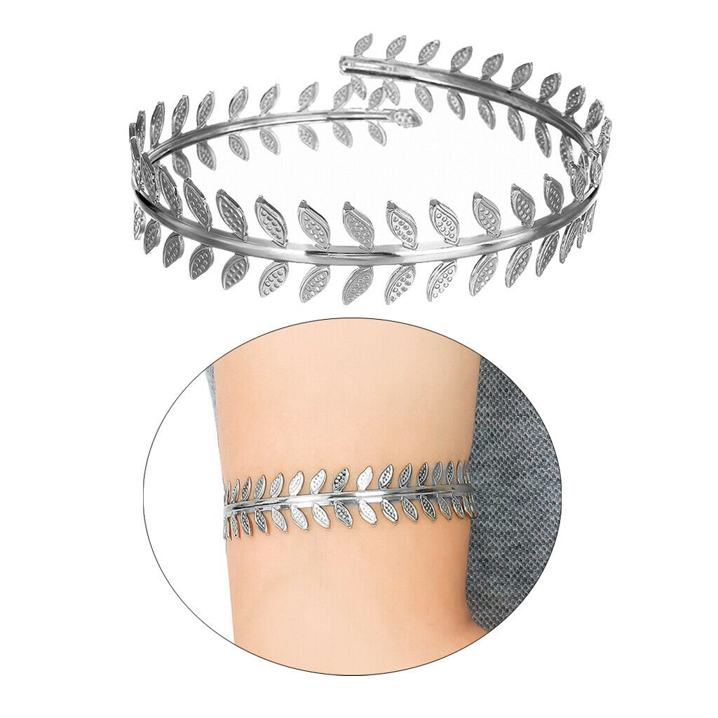 2 Pieces Laurel Leaf Upper Arm Band Bangle Bracelet Armband for Wedding Festival