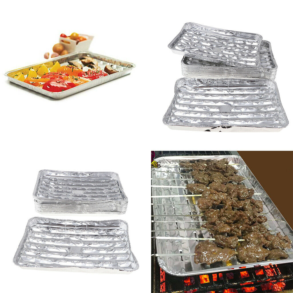 40x Disposable Aluminum Foil Pan Grilling Trays Cake Baking Plate Picnic