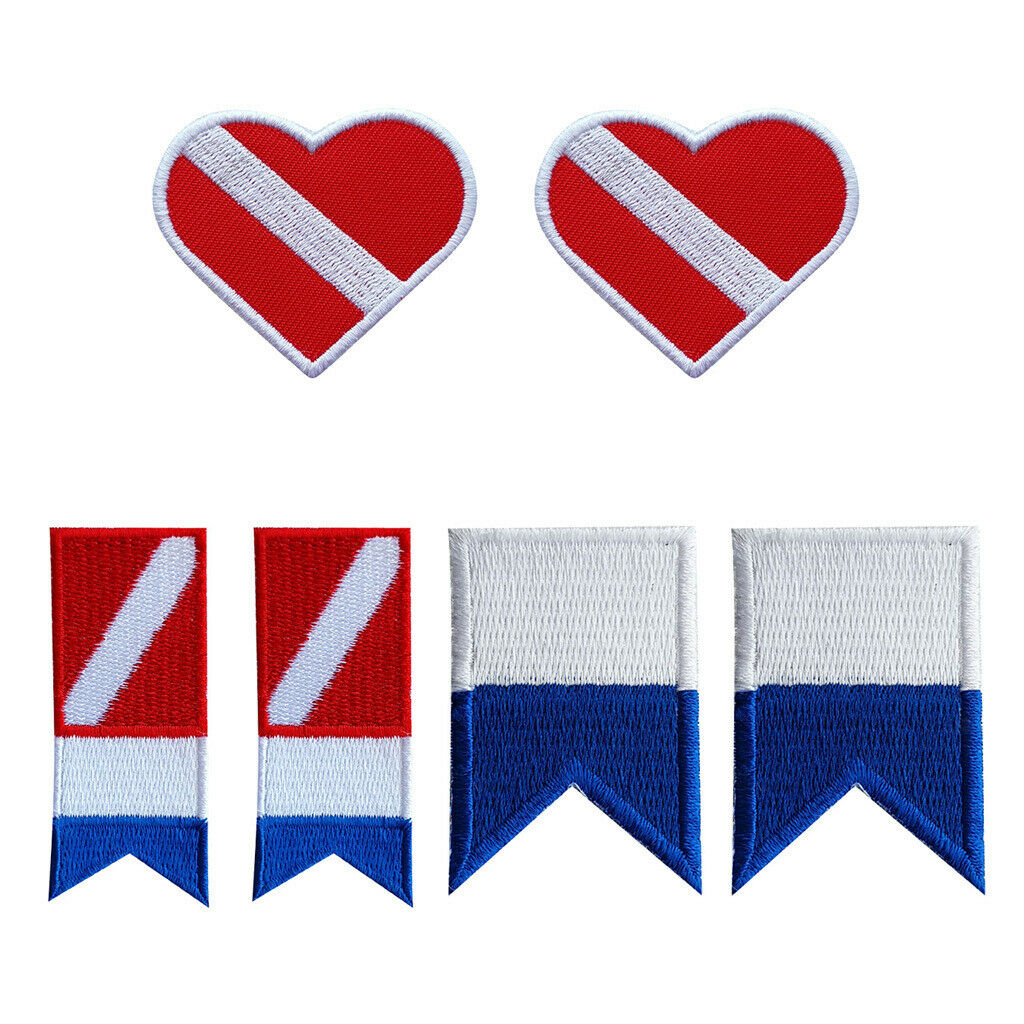 3 Pairs Scuba Diving Flag Embroidered Patch Letters Iron on Badge