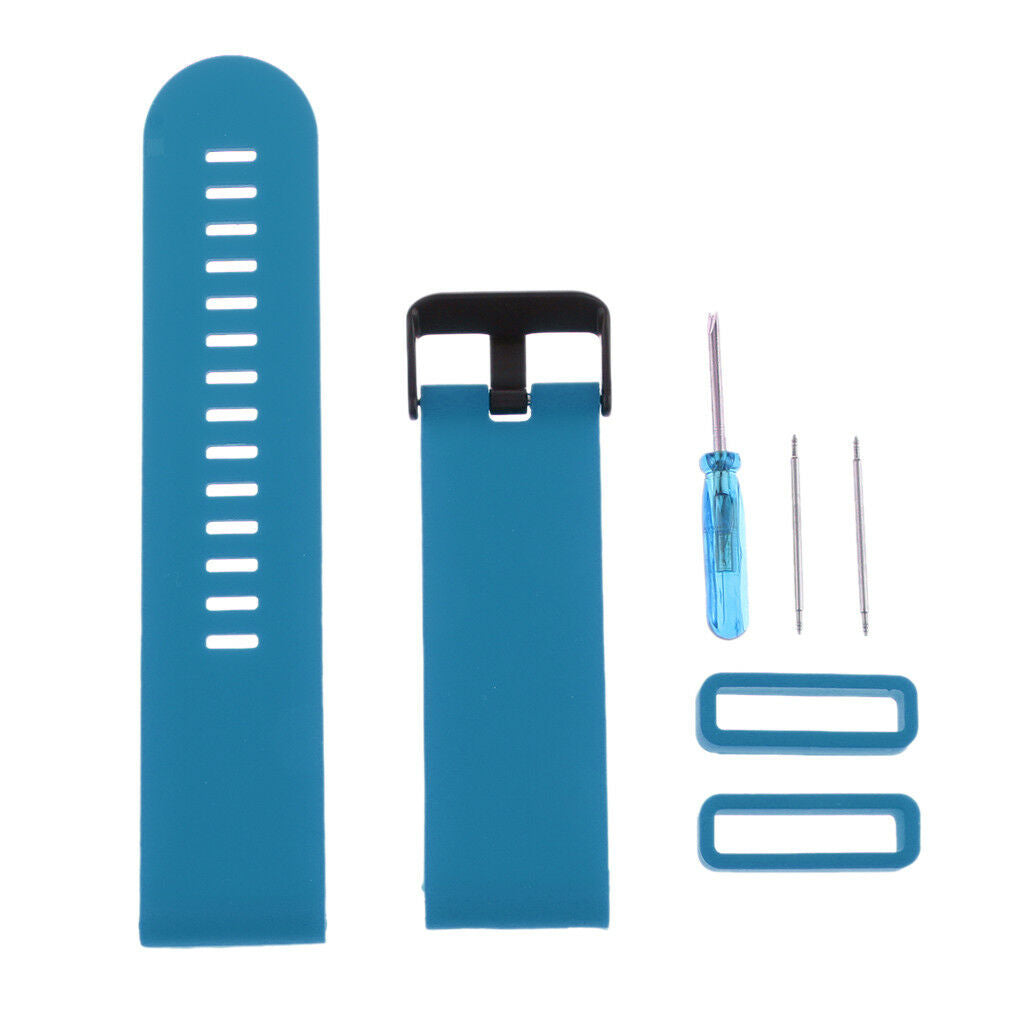 Silicone Accessories Wrist Band W/ Metal Buckle For Suunto  Blue