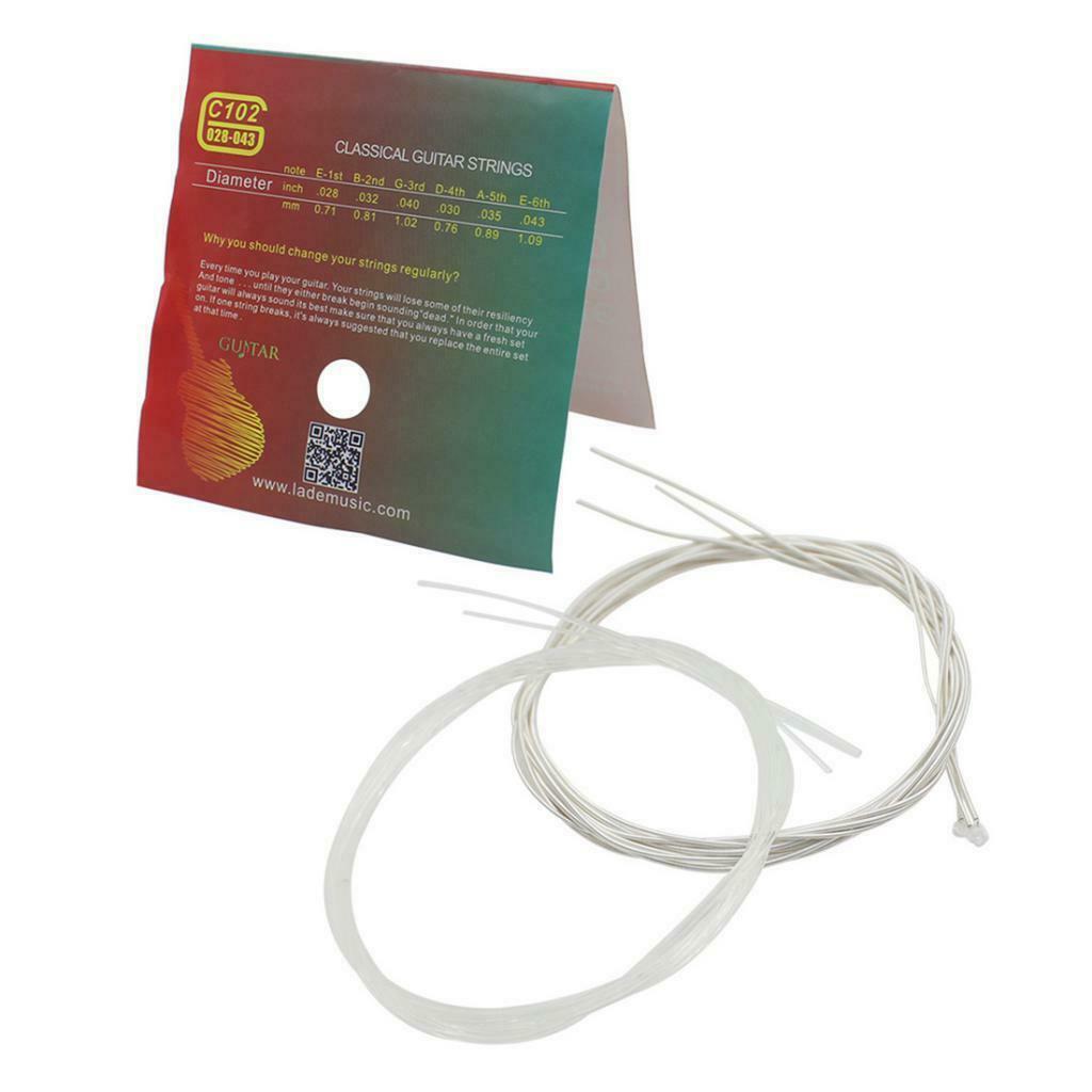 Durable 6pcs Clear Nylon Classical Guitar String Set C102 E / B / G / D