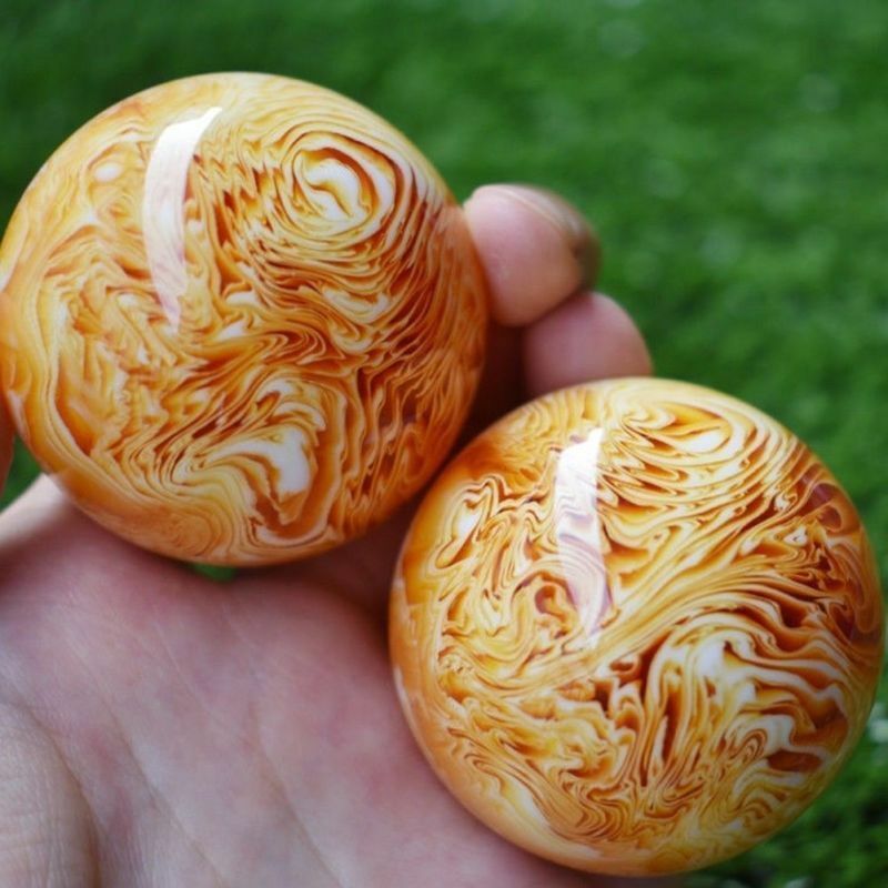 50mm Artificial Art Amber Beeswax Ball Massage Crystal Sphere Healing Fitness