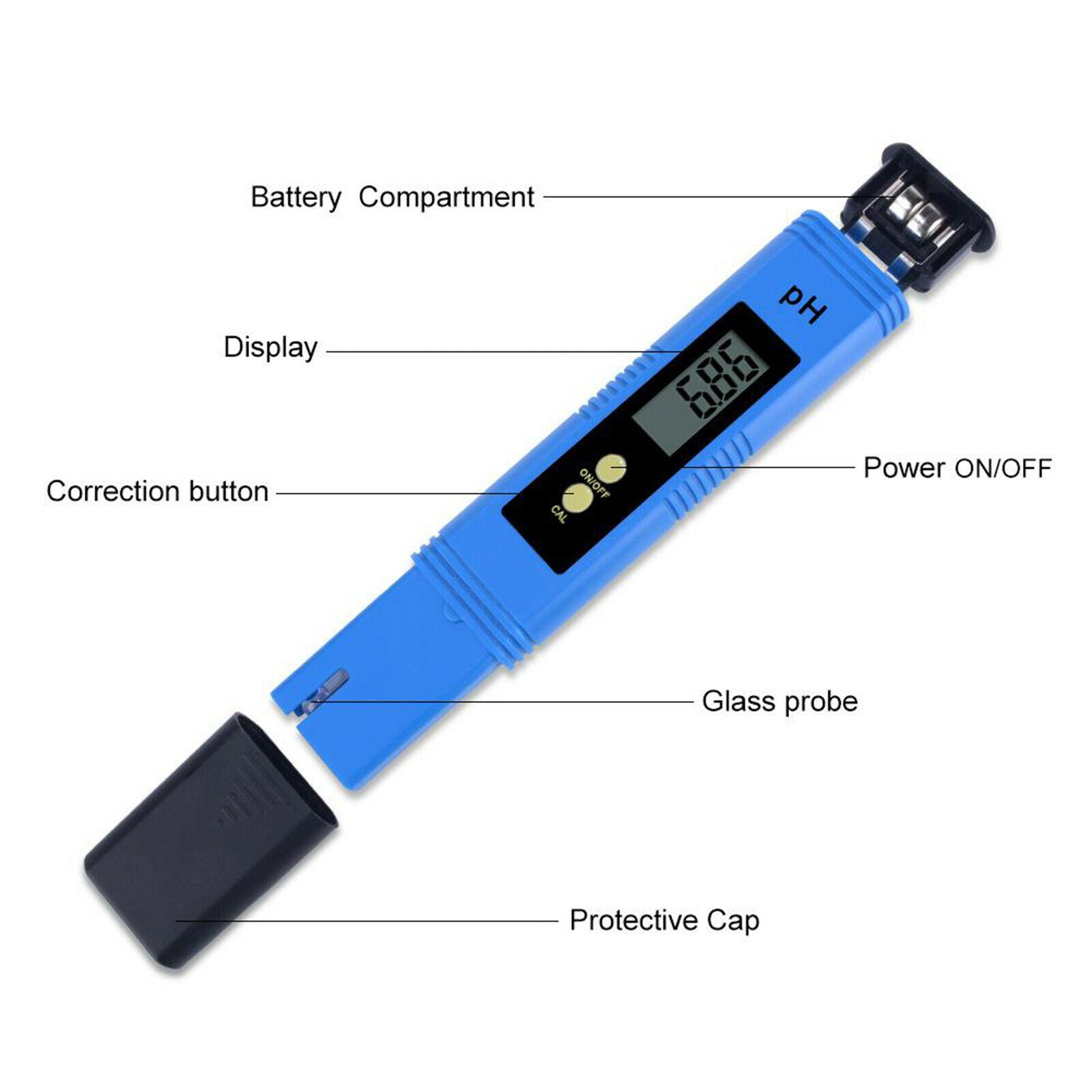 Portable pH Meter High Accuracy pH Tester Pen with Lcd Display for Aquarium