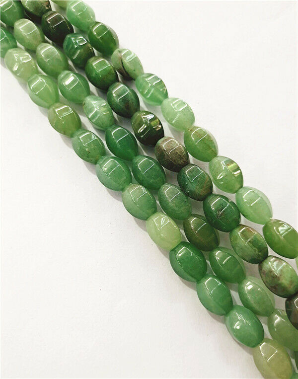 1Strand 14x10mm Natural Green Aventurine Faceted Olive Spacer Beads 15.5" HH7893