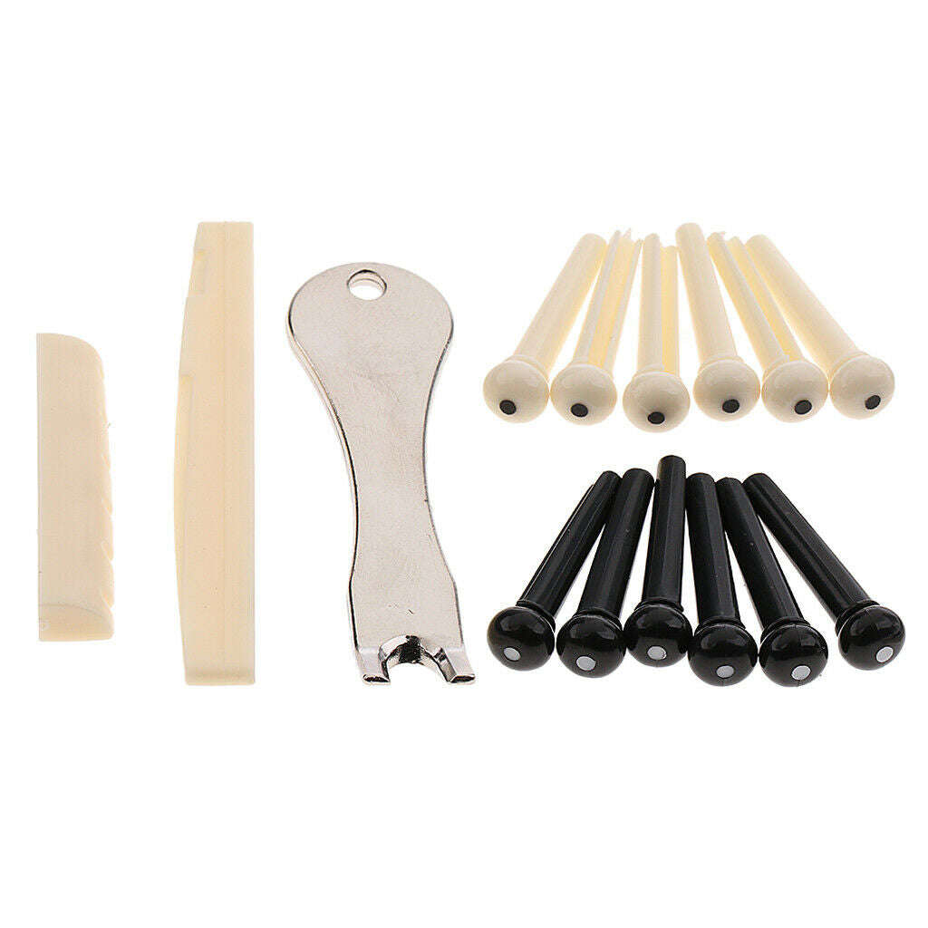 Acoustic Guitar Replacement Split Saddle Nut And Bridge Pins And DIY Spindle