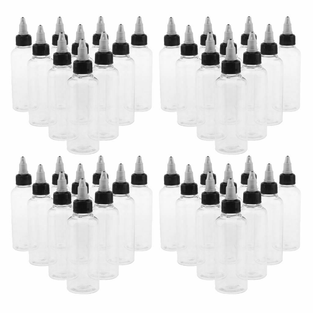 40x Empty Clear Arts Bottles Applicator Containers for Ink Glue Dressings