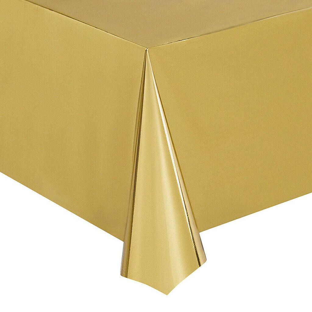 Foil Plastic Tablecover Party Tablecloth Rectangle 7 Colours Golden