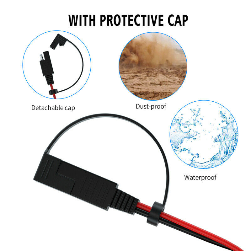 140CM 16AWG SAE to O Ring Cord 12-24V SAE Connect Cable Adapter Battery Charging