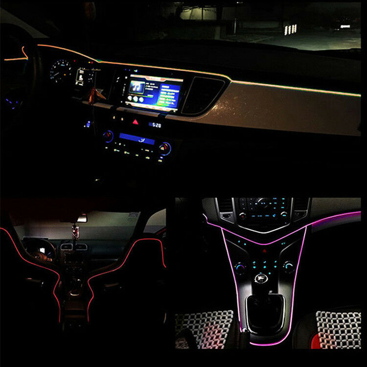 6M RGB Multi-color Adjusting Auto Car LED EL Strip Light Interior Kit Bluetooth