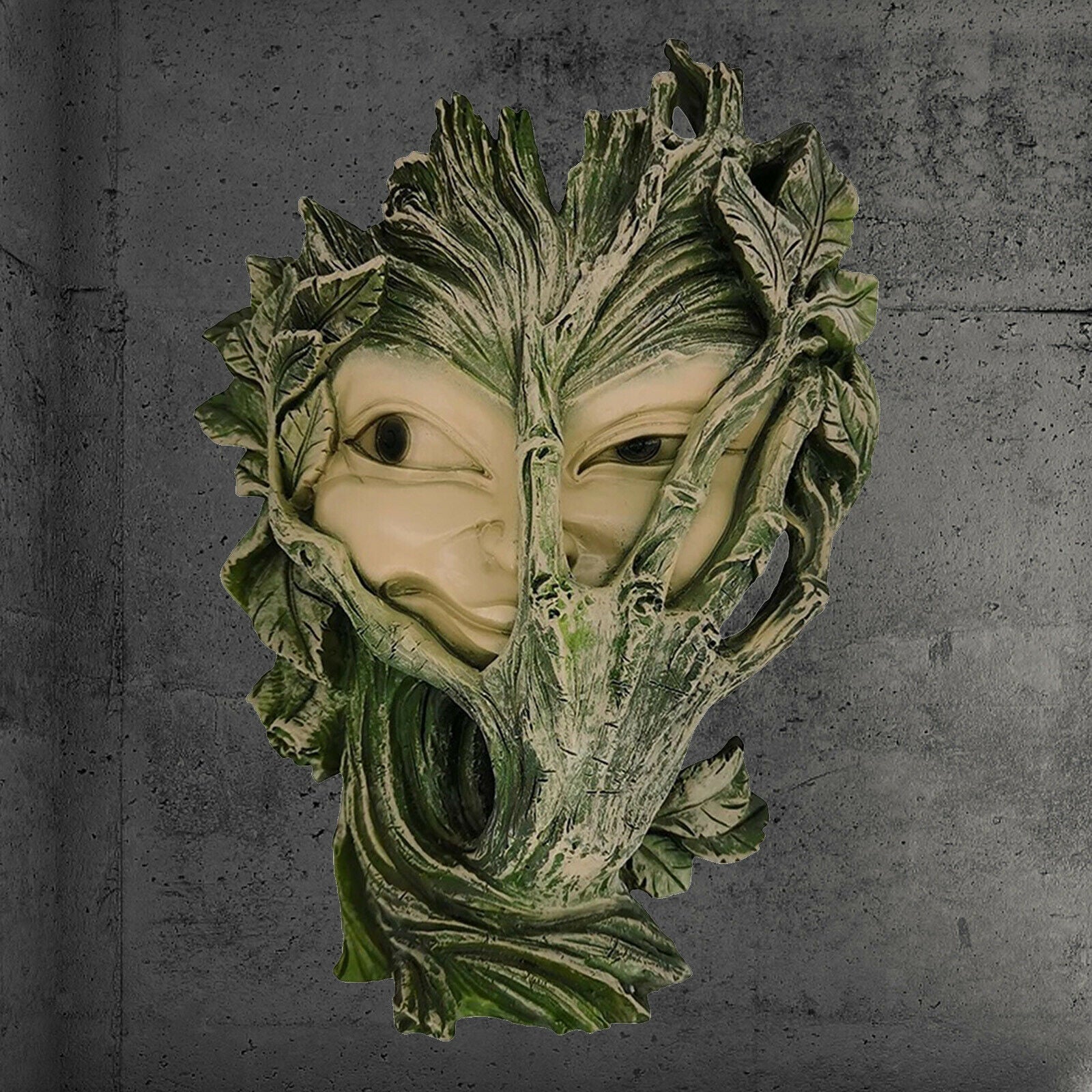 Abstract Women Face Tree Decor Yard Garden Peeker Bashful Statue Decoration