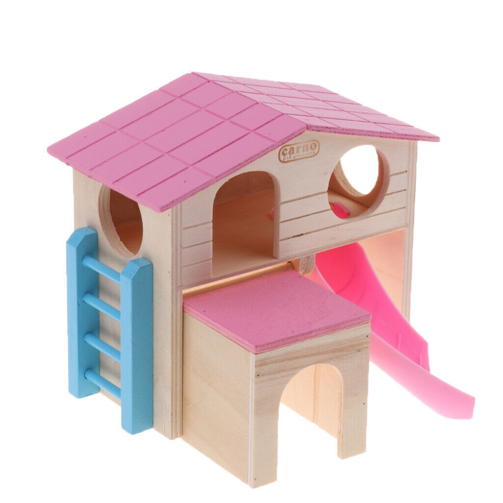 Hamster House Two Layers Design, Wooden House for Hamsters Small Animal Hideout