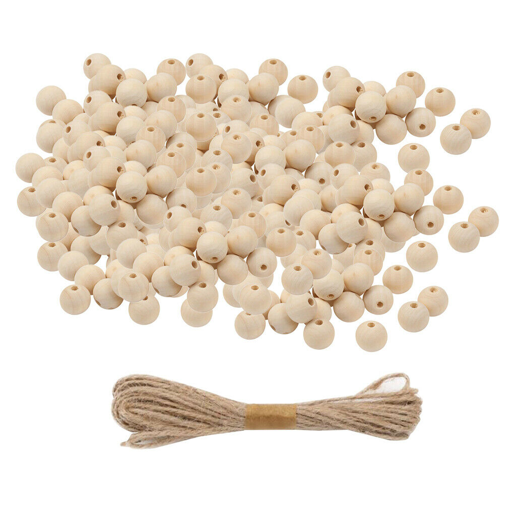 200x Round Wooden Bead Spacer Ball Loose for Making