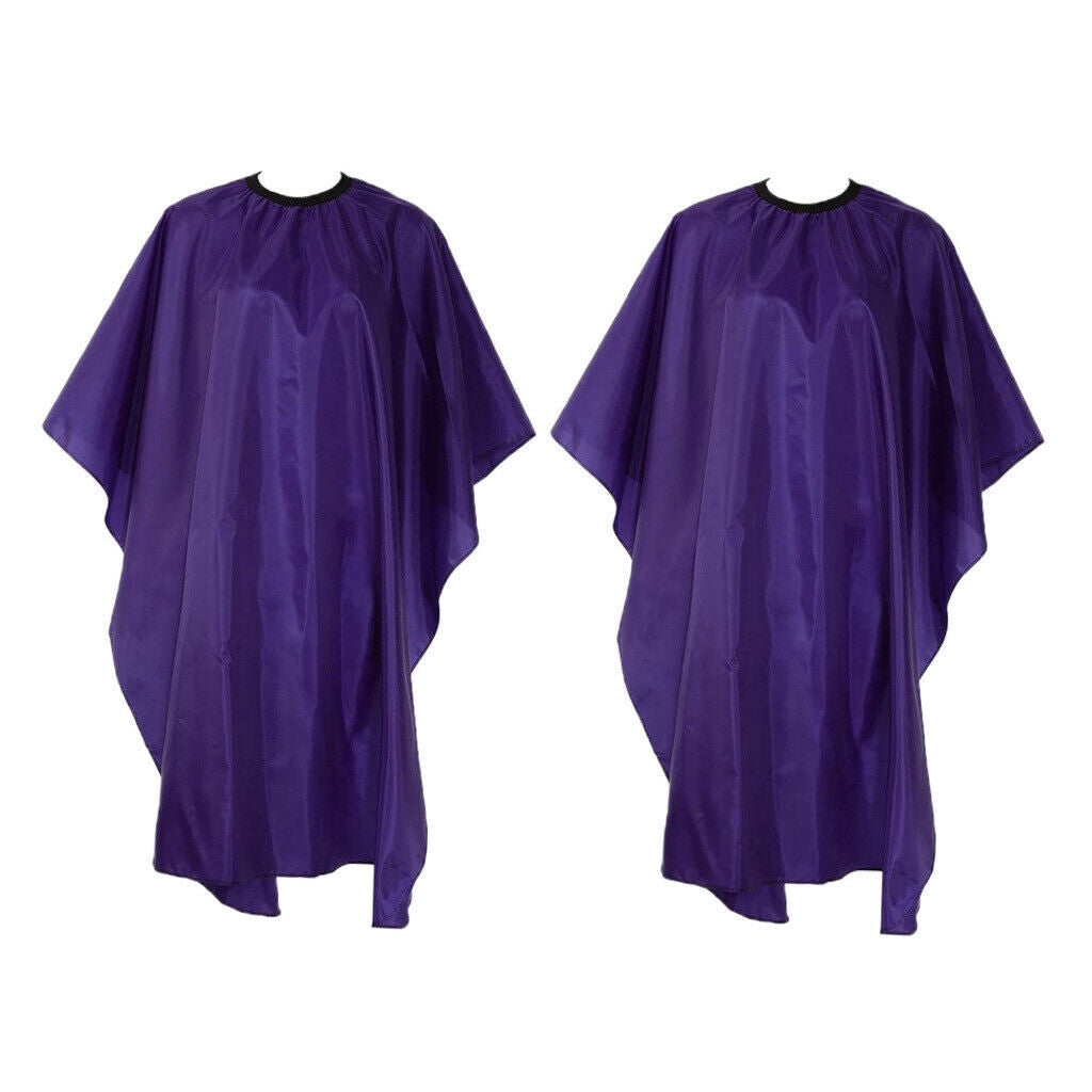 Set of 2 - Barber Gown Hair Styling Cutting Cape Waterproof Purple 160x140cm