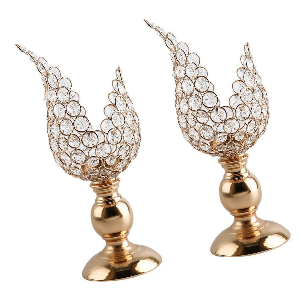 Pack of 2 Candle  Crystal Candlestick Dressing Table Vanity Bedroom Decor