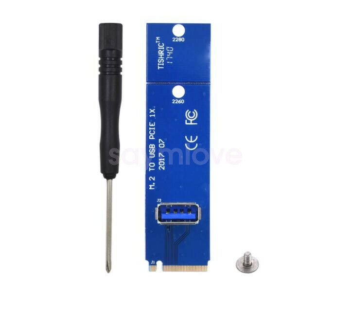 New USB 3.0 NGFF M.2 To 16x Extender Riser Card Adapter Power Cable 6pin