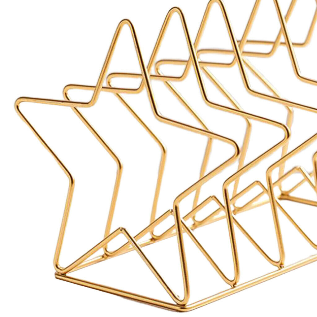 Metal Five Pointed Star Shape Desktop File Rack Magazine Organizer Golden