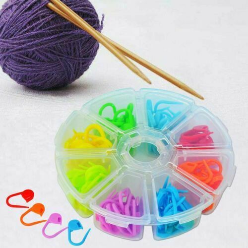 104pc/set Mini Plastic Knitting Crochet Locking Stitch Markers Clips Holder Tool