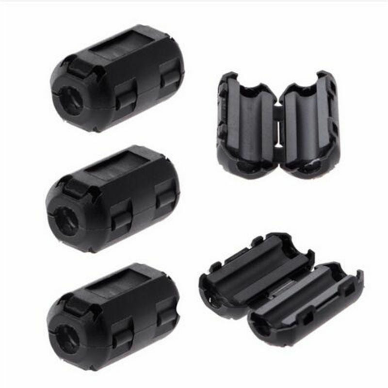 5pcs 5mm Clip-on Noise Ferrite Core Ring Bead Filter RFI EMI Cable Clip Black