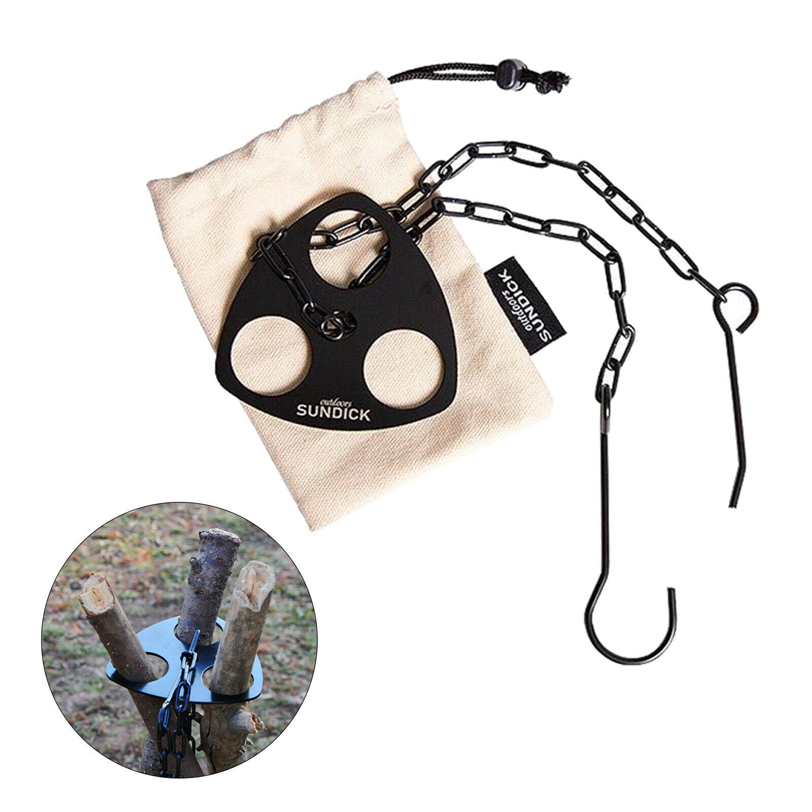 Camping Tripod Board Portable Cooking Grill Pot Holder Hook Adjustable Chain