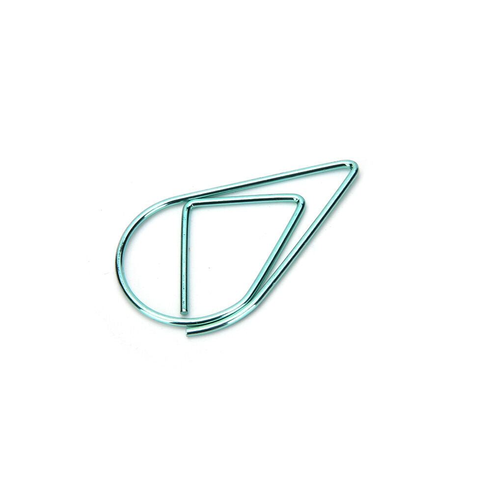 Office Decor Metal water drop shape Paper clip 10X/set Bookmark Clip golde.l8