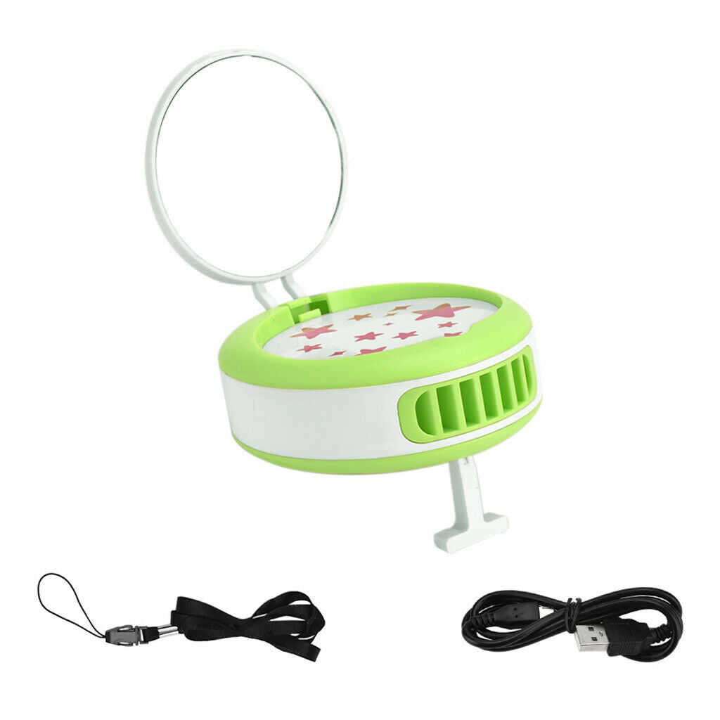 Mini Eyelashes Dryer Electric Air Conditioning Fan Nail Blower w/ Mirror Green