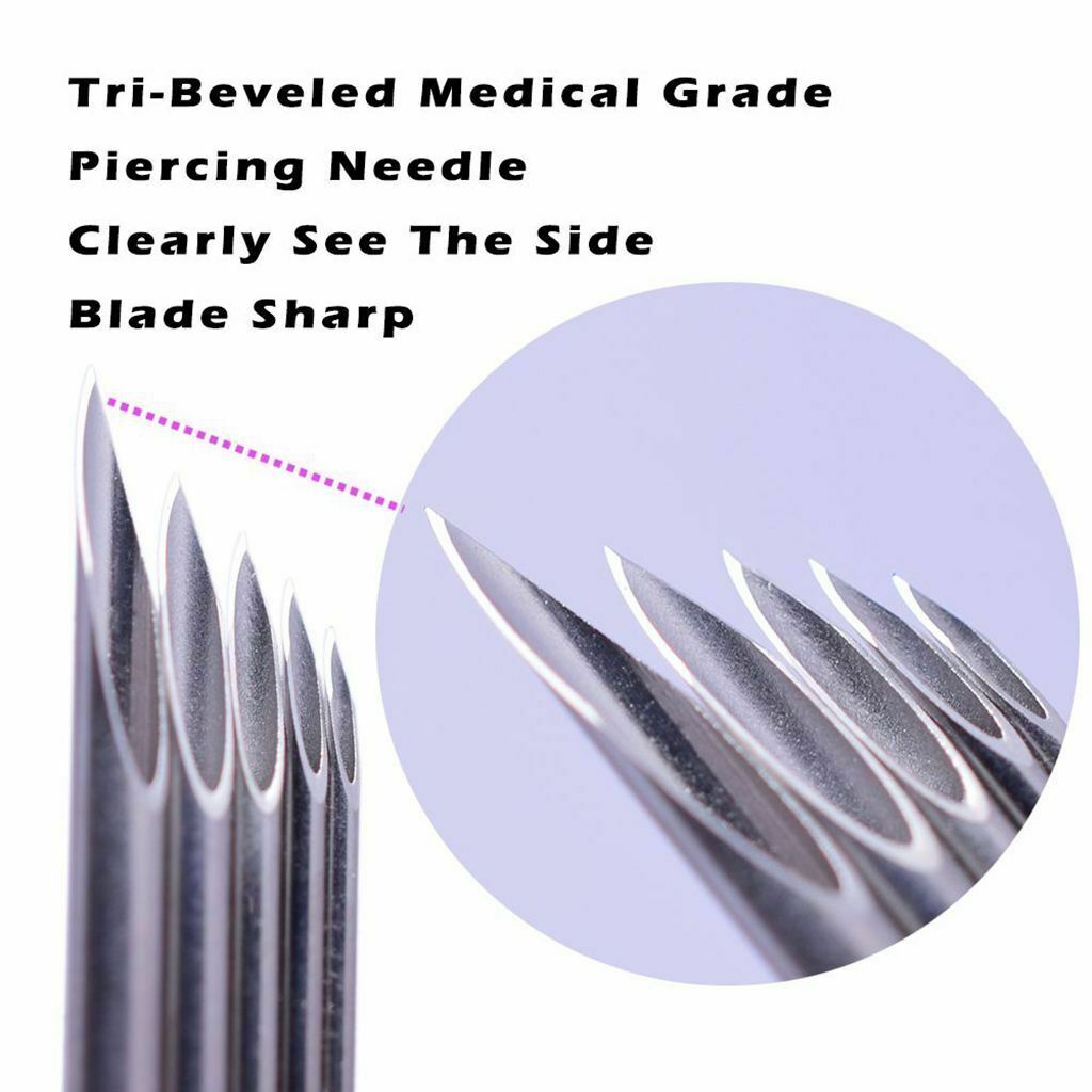 100x Mix Steel Tattoo Body Piercing Needle  12G 14G 16G 18G 20G