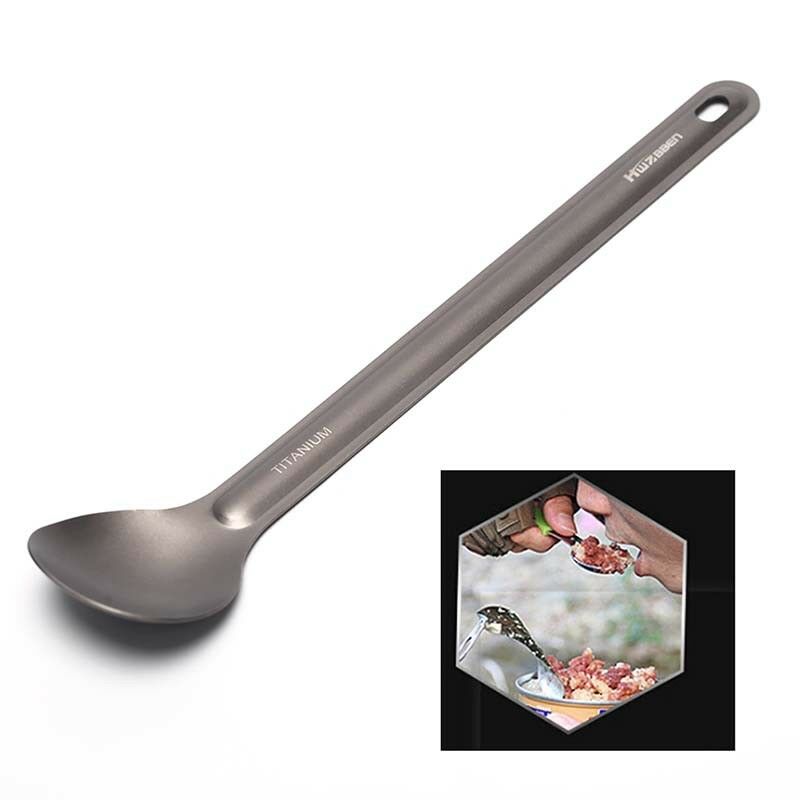 1pc Titanium Spoon Long Handle Spoon Outdoor Camping Tableware Fad US