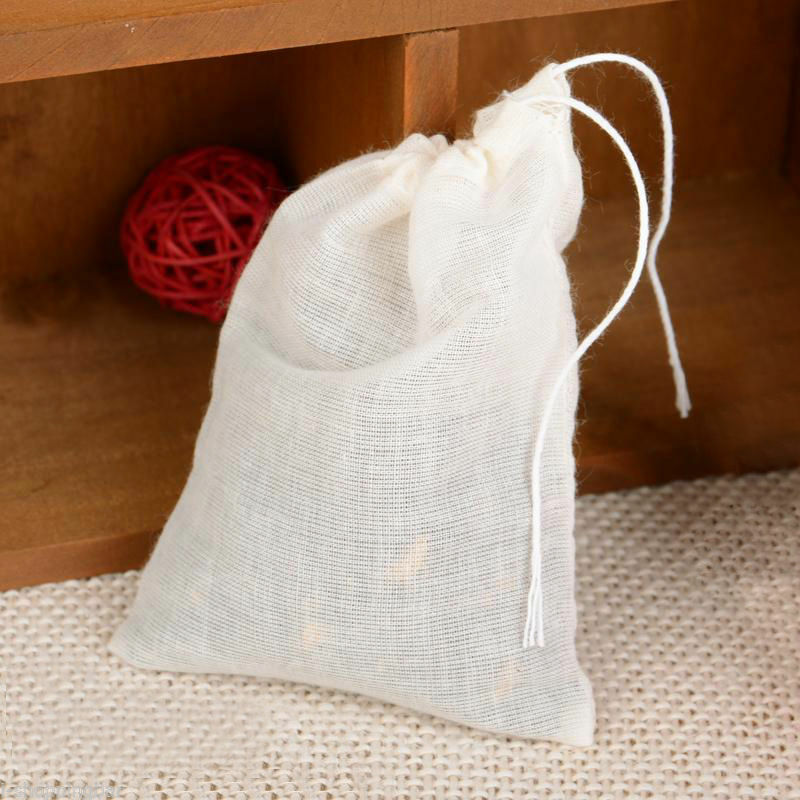 Pack 10 LARGE 6x8 Cotton Muslin Drawstring Reusable Bags for Tea Spice Herb Soap
