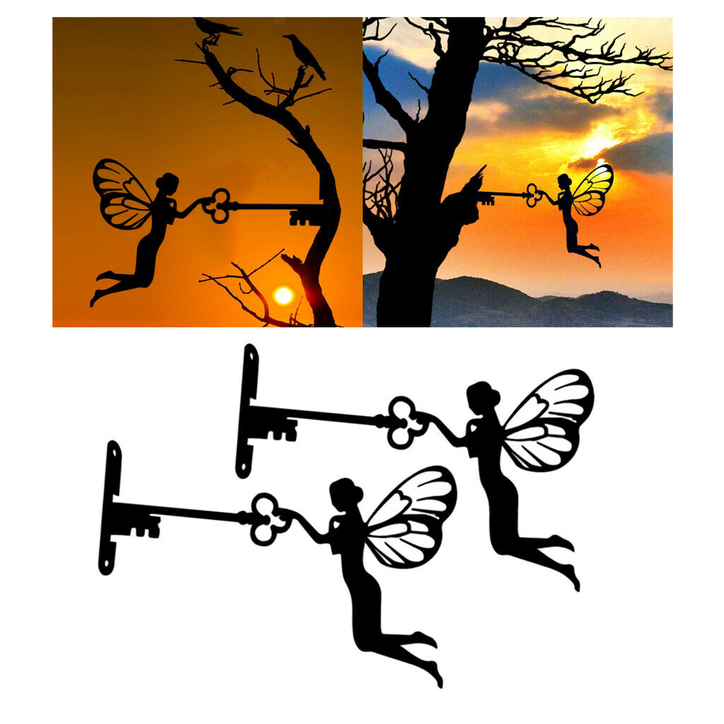 2x Outdoor Decor Metal Art Fairy Silhouette Statue for Home Decor Wall Deco