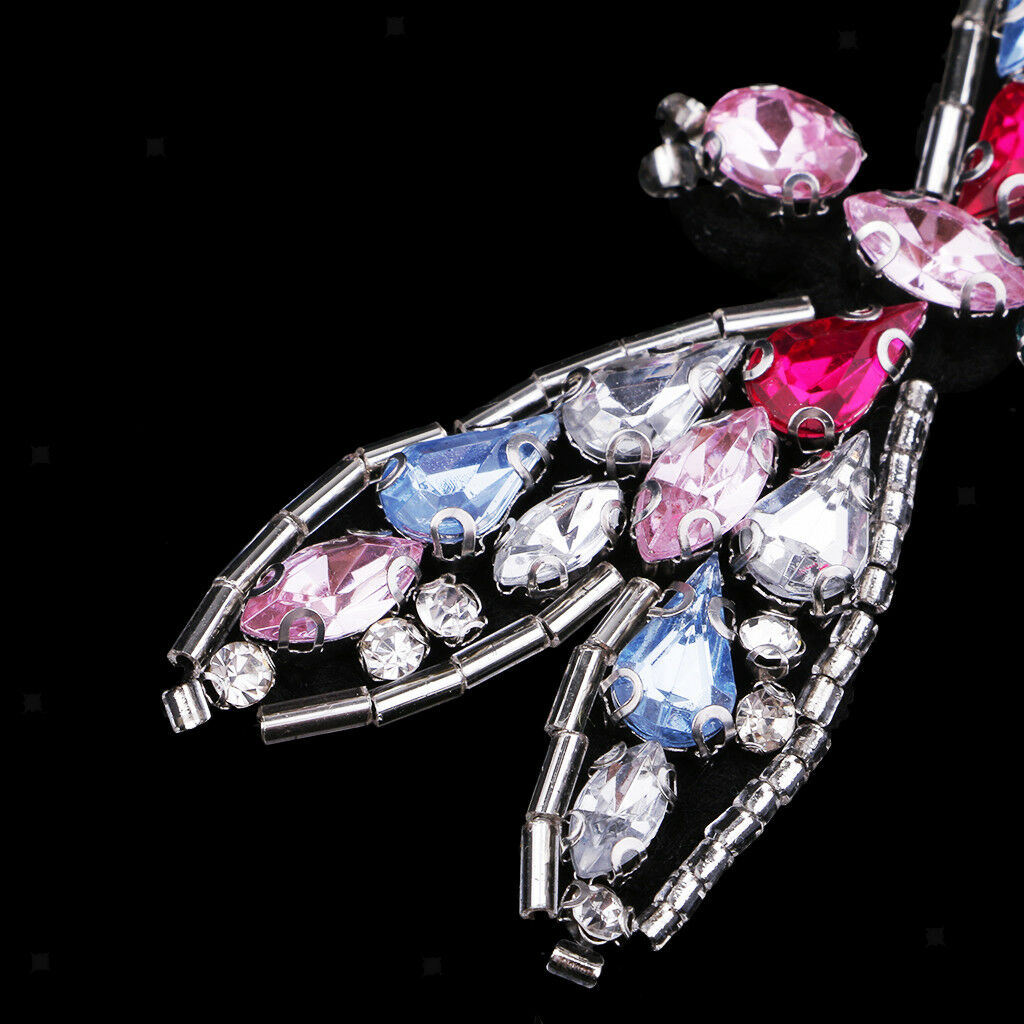 Dragonfly Beaded Rhinestones Patch Clothes Bag Sewing Applique for DIY Craft