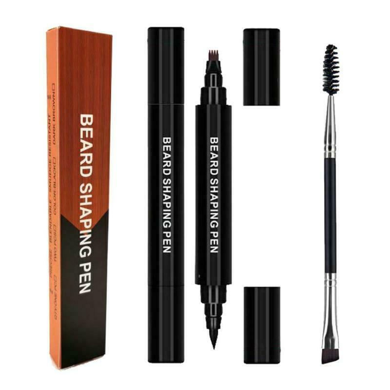 Waterproof 4 Fork Tips Beard Shaping Pen Filler with Styling Brush for Men
