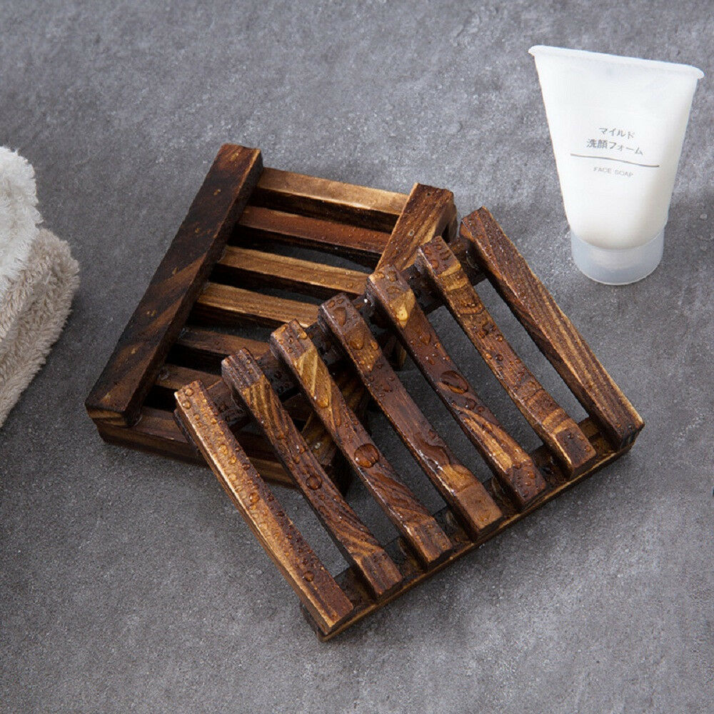 2Pcs Natural Handmade Wooden Soap Dish Soap Holder Soap Case For Bathroom Shower
