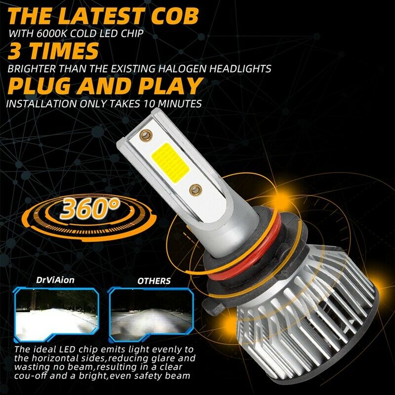 2Pairs 9005 9006 HB3 HB4 Combo LED Headlight Bulbs Kit High & Low Beam Bulb 60B2