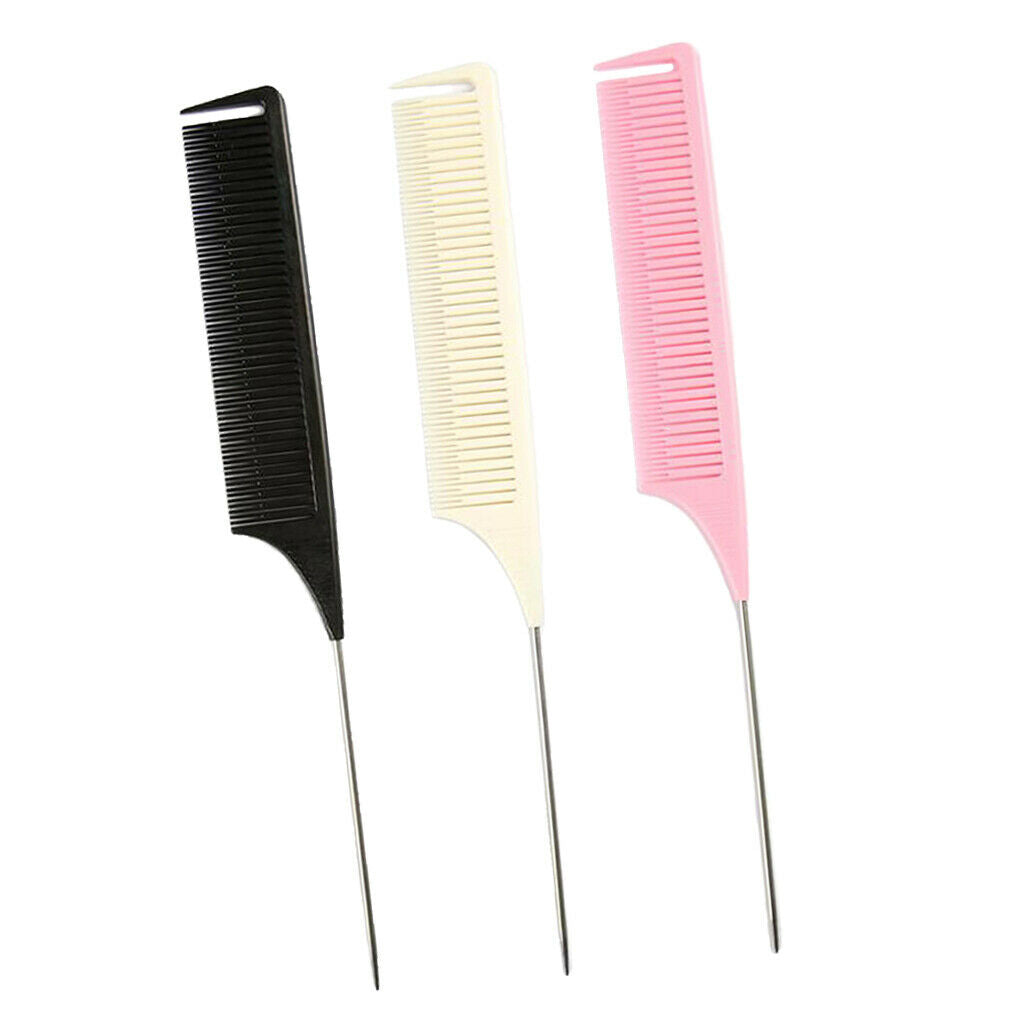 3Pcs Styling Hairdressing Pin Tail Sectioning Dyeing Coloring Brush Combs