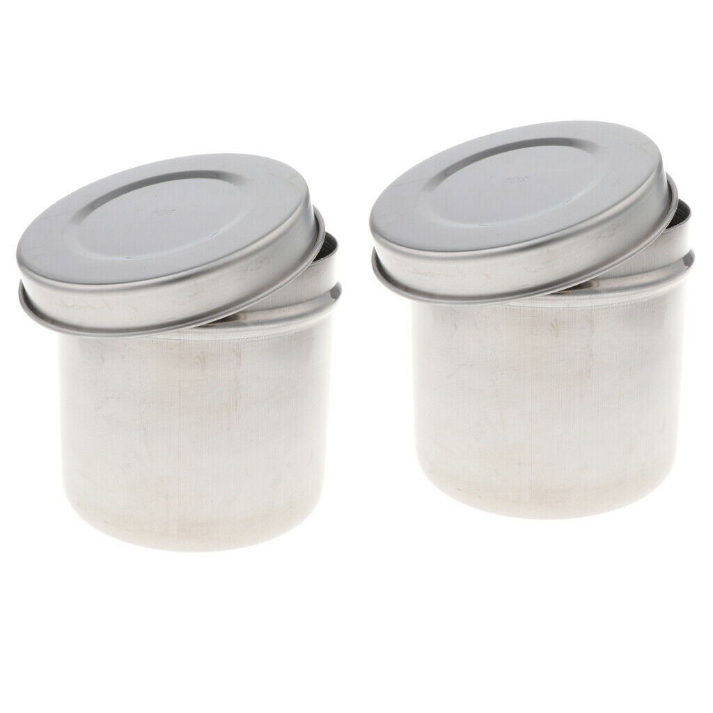 2X 304 Stainless Steel Tattoo Disinfection Canister Alcohol Cotton Ball Jars