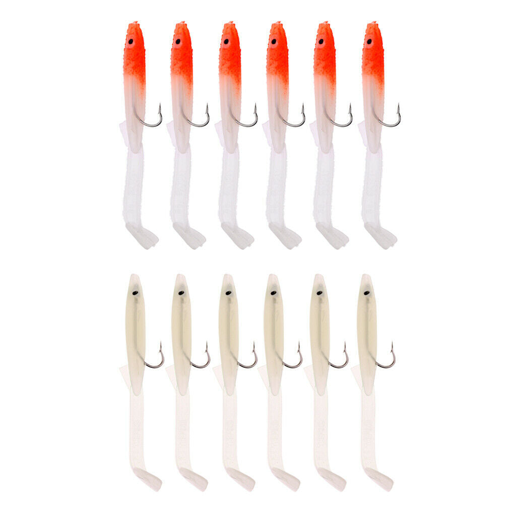 12 Pieces Silica gel Fishing Lure Lifelike EEL Sea Fishing Bait Soft Lure