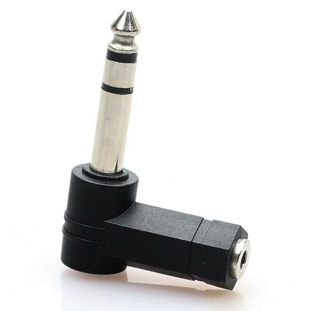 Stereo Female 6.35mm Male to 3.5mm  Female  1/4" Male Right Angle Audio Adapter