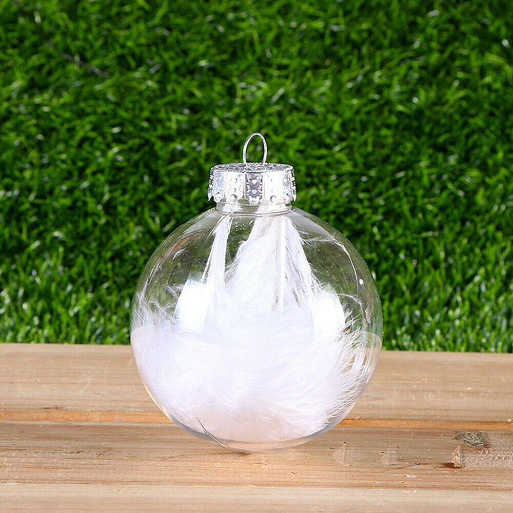 5x Christmas Clear Feather Ball DIY Xmas Party Hanging Pendant Decor Mixed Color